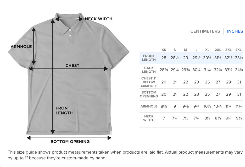 golgotha polo size guide inches