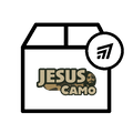 Box with 'Jesus Camo' logo and a brand logo on a white background